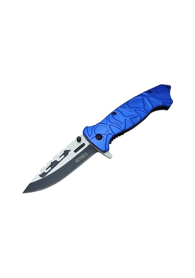 M30b Tırtıklı Kamp Çakı 21 Cm - Plastik Sap, Otomatik, Kemerlikli Çok Renkli