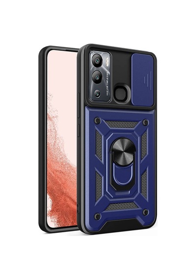 İnfinix Hot 12i Kılıf Magnetik Standlı Kamera Korumalı Tchs Sürgülü Vega Kapak - Siyah Siyah