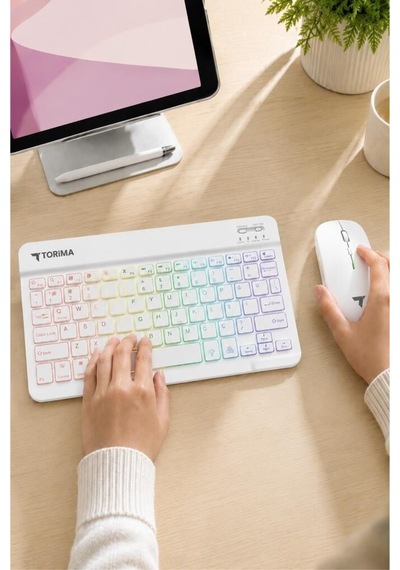 Özel Üretim Ev Fare Bilgisayar Kablosuz Klavye Mouse Seti Tmk09 Beyaz Diğer