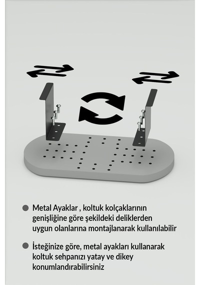Ayarlanabilir Yan Sehpa Efes Beyaz Siyah
