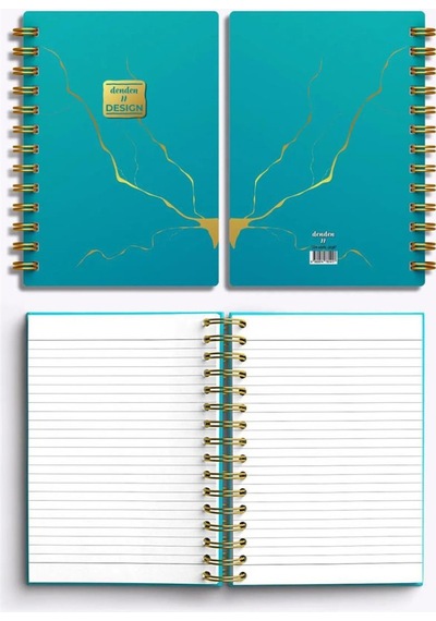 Denden Mermer Turkuaz 17x24 Çizgili Defter Turkuaz