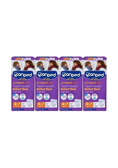 Canped Kids Çocuklar İçin Tekstil Yüzeyli Külot Bez 17-30 KG 4-7 Yaş 4 x 9 Adet