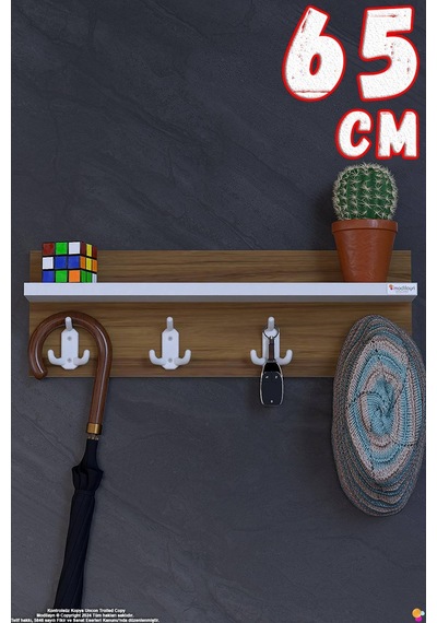 Kedi 12 Kancalı Hol Askısı 3'lü Set 61,4x19 Cm - Şık Tasarım, Çok Amaçlı Düzenleyici Ve Yer Tasarrufu Kahverengi