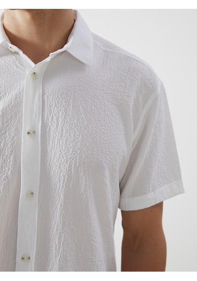 Lcw Vision Beyaz Regular Fit Kısa Kollu Erkek Basic Gömlek