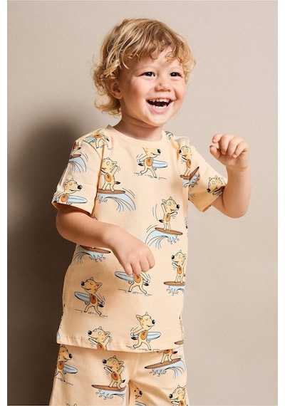 Defacto Hayvan Baskılı 2li Somon Pijama Takımı Erkek Bebek H8212a526hsog322 Turuncu-og322