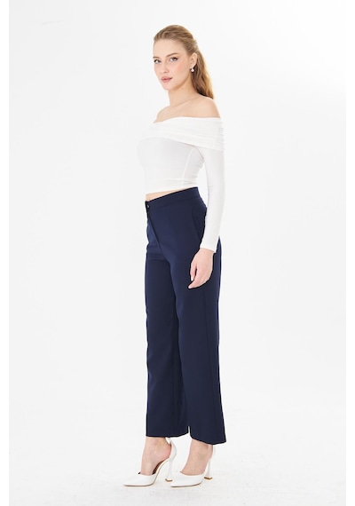 Sortie Collection Yüksek Bel Bol Paça Pantolon Lacivert