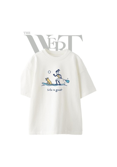 Thewert Sup Kopek Tasarım Baskılı Ünisex Beyaz Oversize T-shirt