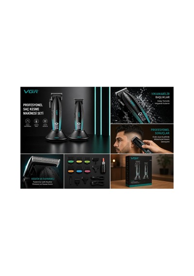 V-889 S2 Profesyonel 9000 Rpm Yüksek Hız Metal Gövde Şarjlı Saç Ve Sakal Çizim