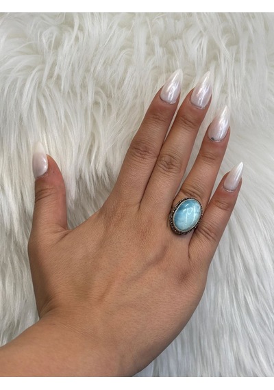 Larimar Doğaltaş Gümüş Yüzük Ovall Diğer
