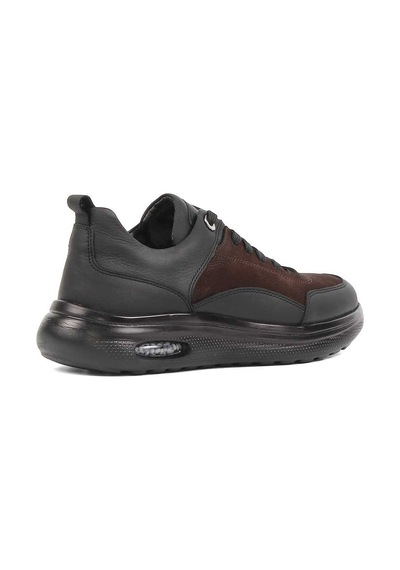 Erkek Kahverengi Bağcıklı Kalın Tabanlı Nubuk Deri Sneaker