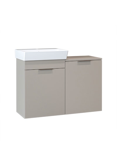 Dubai Kapaklı Ve Sepetli 92.2 Cm Mdflam Banyo Dolabı, Lavabolu Banyo Alt Dolabı Kumtaşı Dubai Kapaklı Ve Sepetli 92.2 Cm Mdflam Banyo Dolabı, Lavabolu Banyo Alt Dolabı Kumtaşı