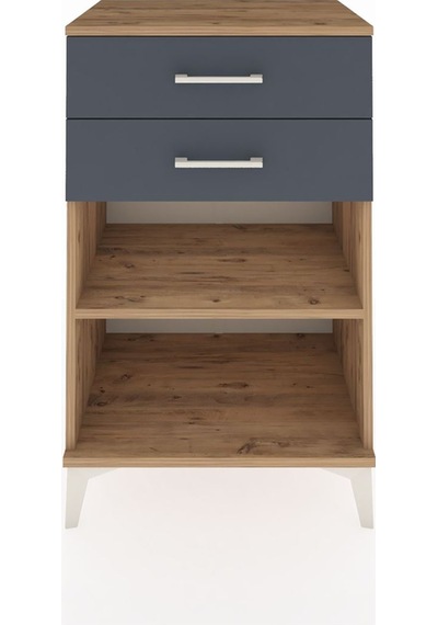 Hyperion Komodin Tek Raflı 2 Çekmeceli 60x44x96 Çam-antrasit Atlas Çam