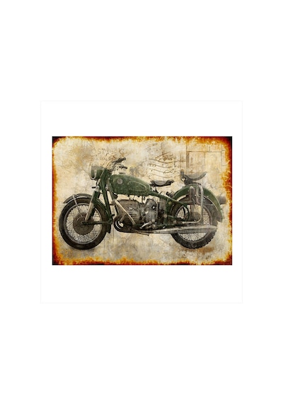Bedeko Retro Motosiklet Modern Ahşap Tablo 25 Cm X 35 Cm
