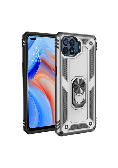 Oppo Reno 4 Lite Kılıf Zore Vega Yüzük Standlı Zırh Kılıf