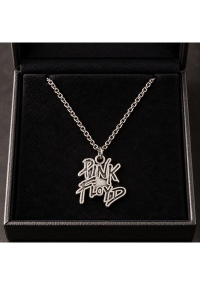 Pink Floyd Yazılı Kolye Gümüş Renk İmza Logolu Klasik Rock Müzik Kolyesi Altın - Gümüş