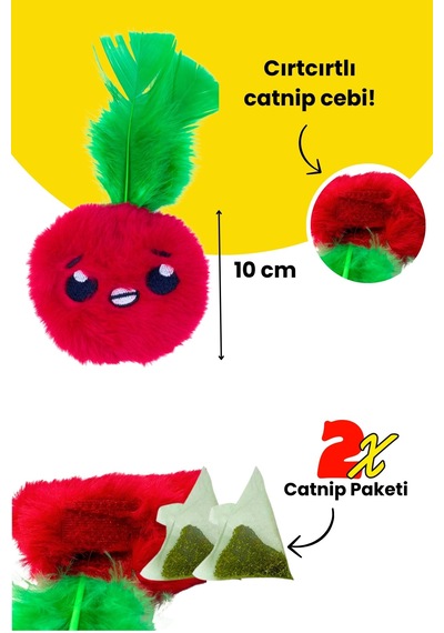 Miyav Çılgın Manav- 4 Adet Peluş Kedi Oyuncak Seti 8 Adet Catnip