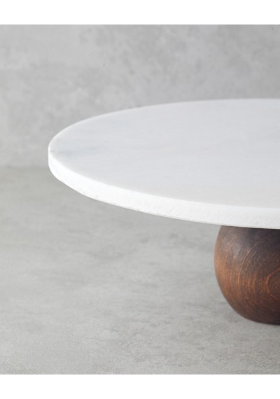 Elegant Mermer Kek Standı 30 Cm Beyaz