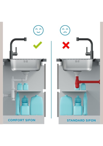 Comfort Yer Kazandıran Mutfak Eviye Sifonu Kolay Temizlenir, Ayarlanabilir Koku Önleyici Gide