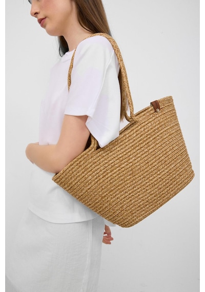 Shule Bags Dorena Handmade Hasır Omuz Çantası Vizon Vizon