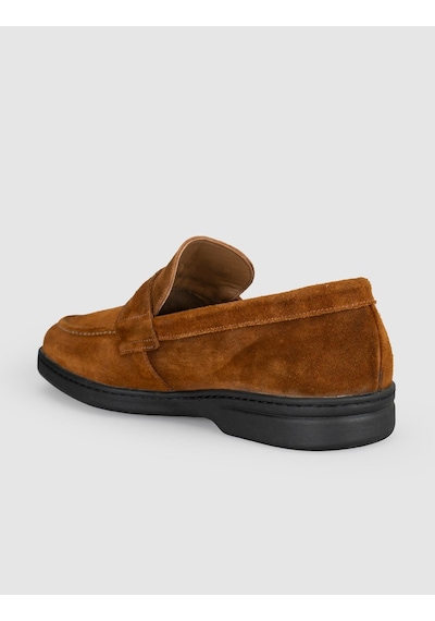 Cabani Taba Süet Hakiki Deri Erkek Loafer Ayakkabı