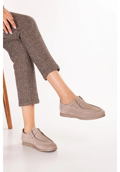 Gondol Kadın Hakiki Deri Moccasin Golf Model Kadın Ayakkabı Hl.33401 Vizon Süet