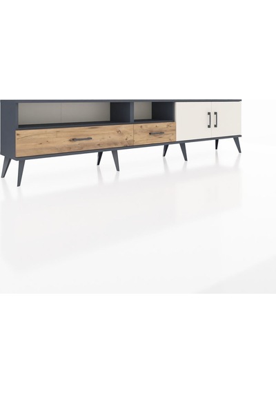 Arges Tv Ünitesi 3 Raflı 2 Çekmeceli 2 Kapaklı 220x30x51 Antrasit-aytaşı/çam Aytası/atlas Çam - Antrasıt Arges Tv Ünitesi 3 Raflı 2 Çekmeceli 2 Kapaklı 220x30x51 Antrasit-aytaşı/çam Aytası/atlas Çam - Antrasıt