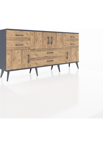 Arges Konsol Tek Raflı 6 Çekmeceli 4 Kapaklı 176x30x83 Antrasit-çam/çam Çam/çam Arges Konsol Tek Raflı 6 Çekmeceli 4 Kapaklı 176x30x83 Antrasit-çam/çam Çam/çam