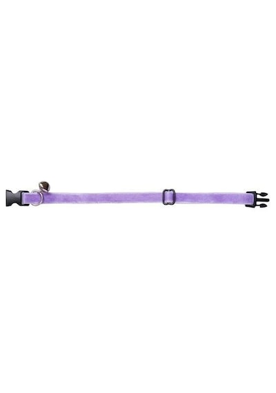 Kadife Zilli Ayarlanabilir Kedi Boyun Tasması 22-30 Cm Lila-18506