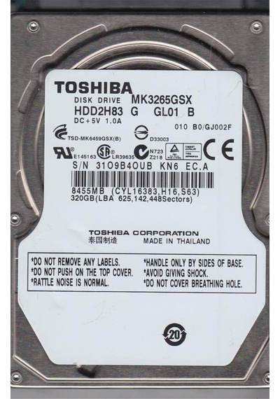 Toshiba MK3265GSX 320 GB HDD