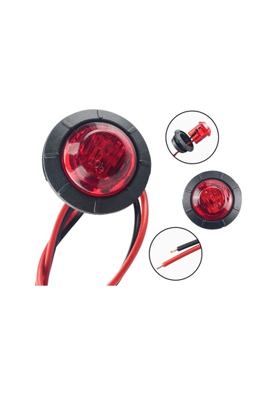 Off Road Kartal Gözü Yuvarlak Kırmızı Led Lamba 12-24v 5 Adet