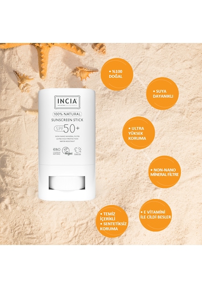 Incıa Doğal Mineral Filtreli Stick Güneş Koruyucu SPF50+ 15 G