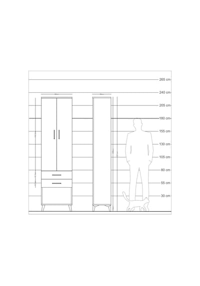 Arges Dolap 2 Raflı 2 Çekmeceli Tek Askılı 60x30x221 Çam-antr... Çam
