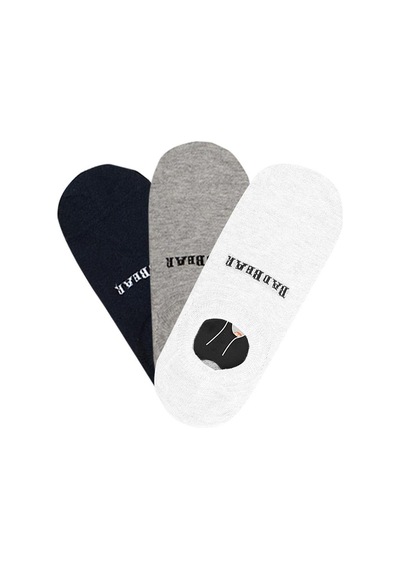 Bad Bear Core Tendo Beyaz Grimelanj Siyah 3'lü Unisex Kısa Çorap Beyaz-gri-siyah Çok Renkli