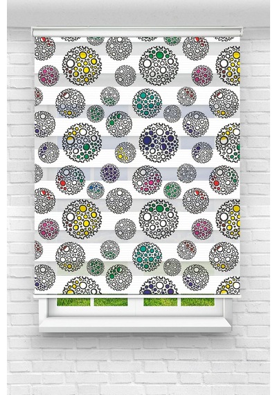 Perdeoutlet38 Baskılı Renkli Renkli Toplar1 Dijital Baskılı Zebra Perde-cocuk Odası-stor Perde Model:pz-520 Çok Renkli