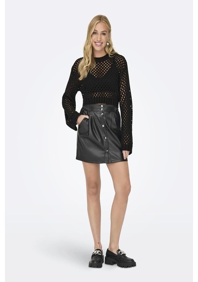 Only Onlsmılla Short Pullover L/s Knt Noos Siyah