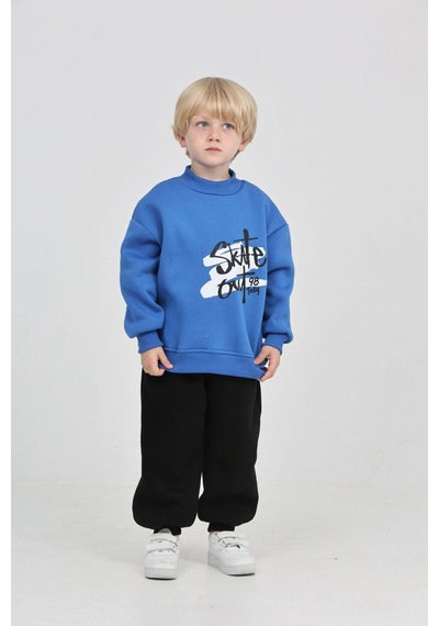 Toontoy Kids Toontoy Erkek Çocuk Skate Arka Baskılı Eşofman Takım Saks Mavisi