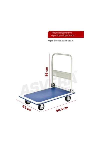 Asvera Lowbed 300 Katlanabilir Platform El Arabası 300 Kg Yük Arabası