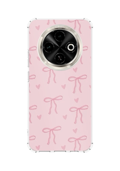 Tecno Spark 30c Uyumlu Pembe Kalpli Fiyonklar Baskılı Silikon Kılıf