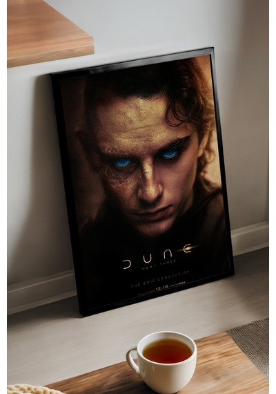 Dune Siyah Ahşap Çerçeveli Poster, Dekoratif Film Duvar Tablosu