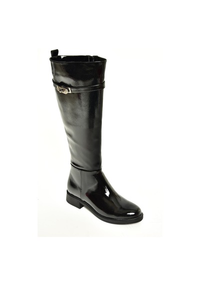 Fox Shoes R312225308 Siyah Rugan Klasik Kadın Çizme Siyah-rugan Siyah