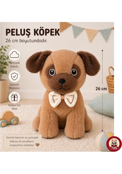 Oyuncak Peluş Kedi Köpek 26 Cm Uyku Ve Oyun Arkadaşı Yumuşak Hediyelik Sevimli Bebek Yastığı Sevgili Hediyesi Kahverengi