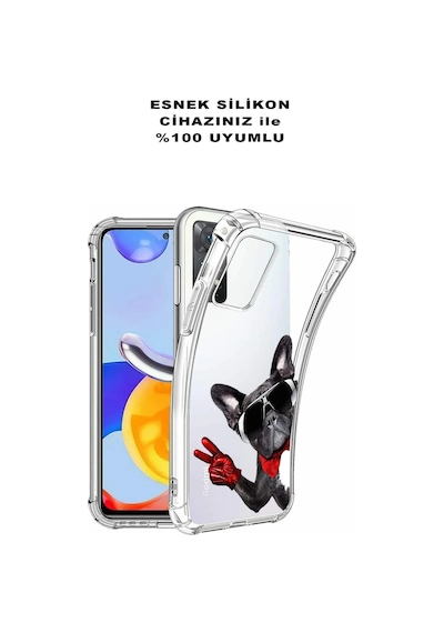 Samsung Galaxy A20 Uyumlu Köpek 2 Baskılı Şeffaf Köşe Korumalı Antişok Kılıf