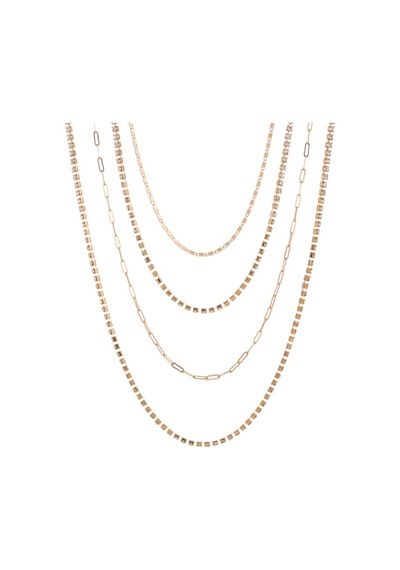 Chavin 2 Katmanlı Taşlı Gold Alloy Kadın Zincir Kolye En24 Altın