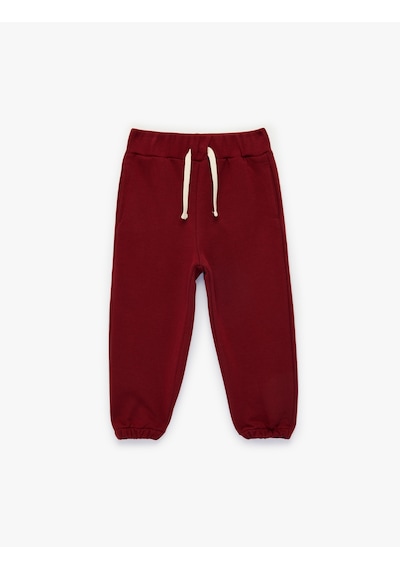 Koton Pamuklu Beli Bağcıklı Basic Jogger Eşofman Altı Bordo 6wmb40125tk Bordo