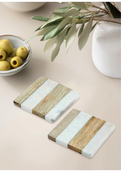 The Mia Nature Bardak Altlığı 2li Set Brk0117 Beyaz - Kahverengi