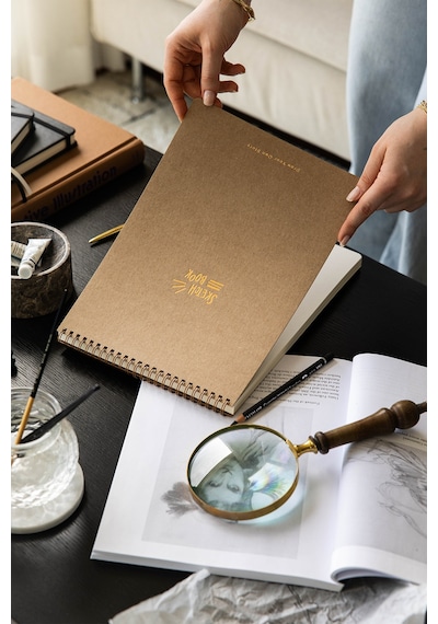 A4 Kraft Kapak 60 Yaprak 140 Gr. Perforajlı Eskiz Defteri - Sketch Book Kraft