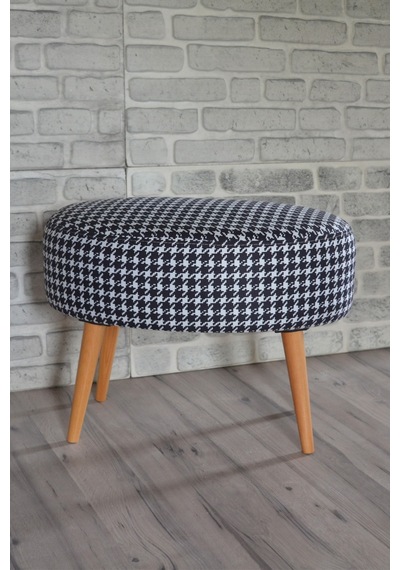 Valente Oval Puf Kazayağı Desenli Kazayağı