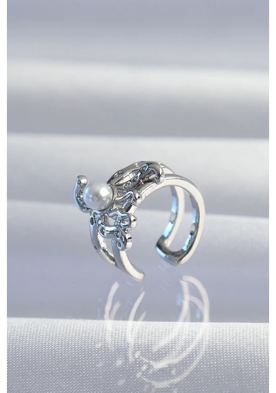 Pirinç Gümüş Renk İncili Ahtapot Earcuff Küpe Eb-53-vice/ 1395 3094 Çok Renkli