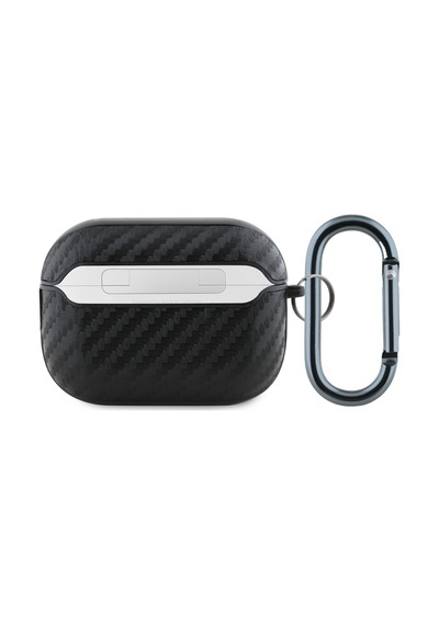 Apple Uyumlu AirPods Pro 2 Kılıf Redbull Lisanslı Pu Karbon Fiber Tasarımlı Askı Aparatlı Kapak Siyah