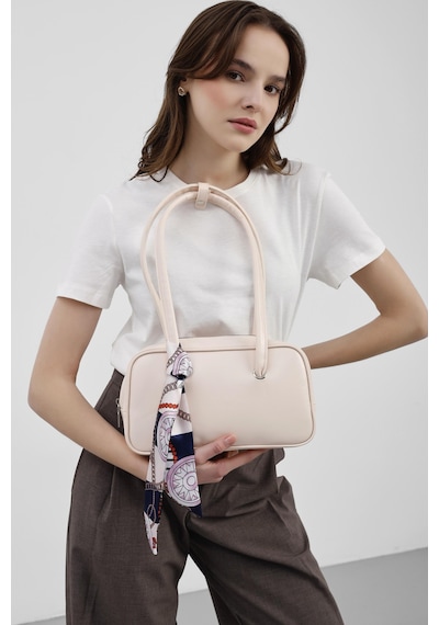 Shule Bags Beau Fular Detaylı Baget Çanta Pudra Pembe Pudra